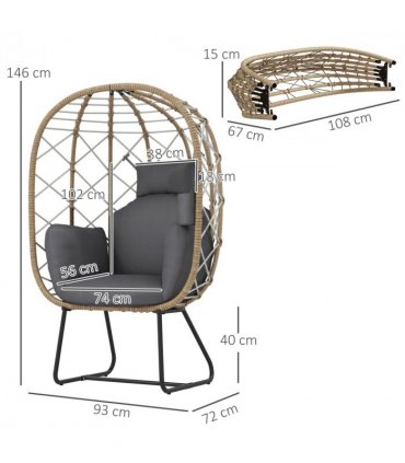 Egg-Shaped Garden Chair with Cushions - Luxurious Outdoor Comfort