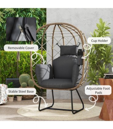 Egg-Shaped Garden Chair with Cushions - Luxurious Outdoor Comfort