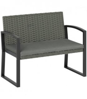 Rattan Garden Bench with Cushioned Comfort for Relaxation & Style