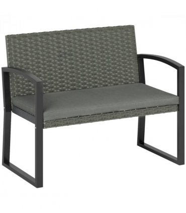 Rattan Garden Bench with Cushioned Comfort for Relaxation & Style