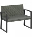 Rattan Garden Bench with Cushioned Comfort for Relaxation & Style