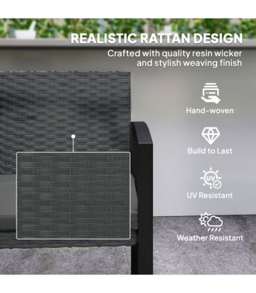 Rattan Garden Bench with Cushioned Comfort for Relaxation & Style
