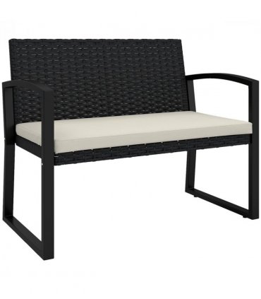 Rattan Garden Bench with Cushioned Comfort for Relaxation & Style