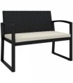 Rattan Garden Bench with Cushioned Comfort for Relaxation & Style