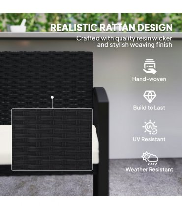 Rattan Garden Bench with Cushioned Comfort for Relaxation & Style