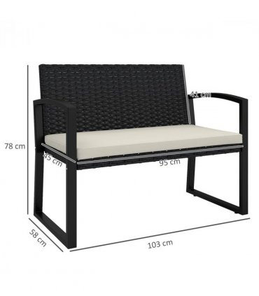 Rattan Garden Bench with Cushioned Comfort for Relaxation & Style