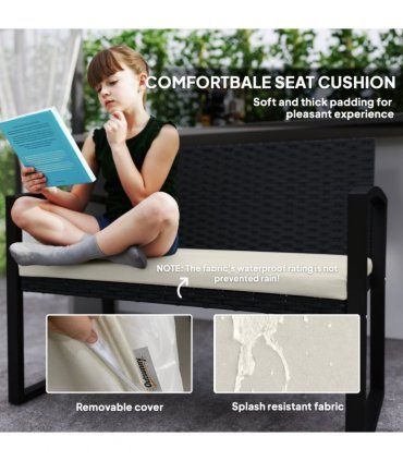 Rattan Garden Bench with Cushioned Comfort for Relaxation & Style