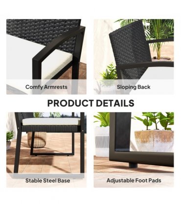 Rattan Garden Bench with Cushioned Comfort for Relaxation & Style
