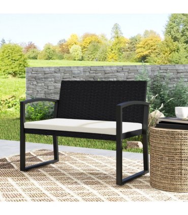 Rattan Garden Bench with Cushioned Comfort for Relaxation & Style