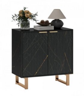 Elegant Black Storage Unit with Gold Accents - Stylish & Functional Furniture