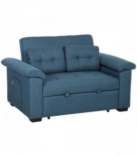 HOMCOM Click Clack Sofa Bed 2 Seater Sofa Bed for Living Room Blue