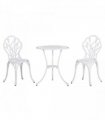Outsunny 3 Piece Bistro Set, Aluminium Garden Furniture with Umbrella Hole