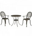 Outsunny 3PCs Bistro Set,  Aluminium Garden Table and Chairs Bronze Tone