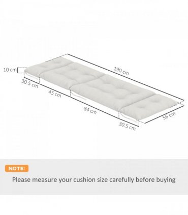 Outsunny Garden Lounge Chair Cushions Set of 2, 220gsm Fabric, Light Grey
