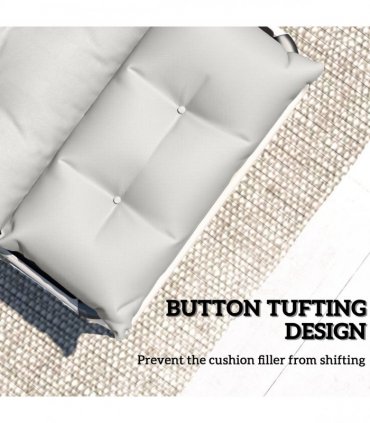 Outsunny Garden Lounge Chair Cushions Set of 2, 220gsm Fabric, Light Grey