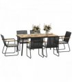 Outsunny 6 Seater Garden Dining Set with Cushions Rattan Backrest, Natural