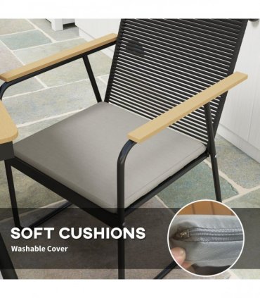 Outsunny 6 Seater Garden Dining Set with Cushions Rattan Backrest, Natural