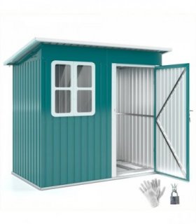 Galvanised Steel Garden Shed - Large Window & Ventilation - 2.55m² Storage