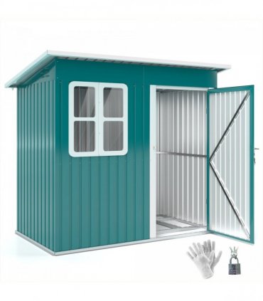 Galvanised Steel Garden Shed - Large Window & Ventilation - 2.55m² Storage