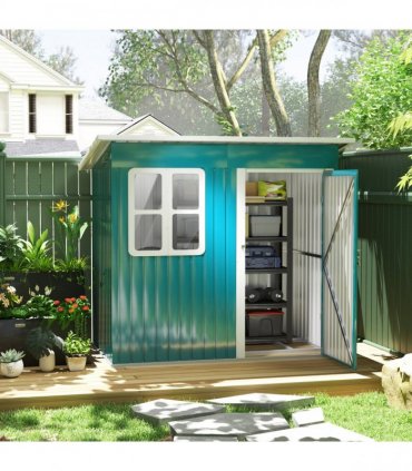 Galvanised Steel Garden Shed - Large Window & Ventilation - 2.55m² Storage