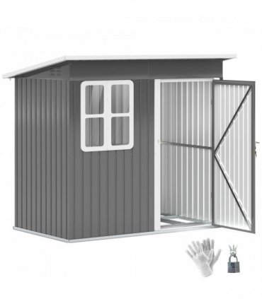 Galvanised Steel Garden Shed - Large Window & Ventilation - 2.55m² Storage
