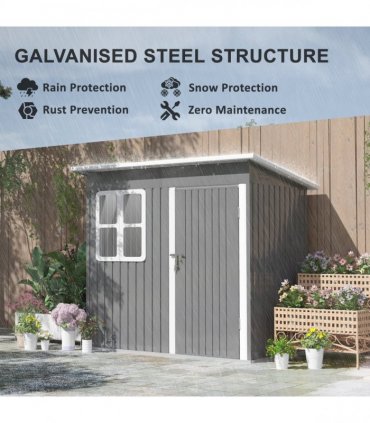 Galvanised Steel Garden Shed - Large Window & Ventilation - 2.55m² Storage