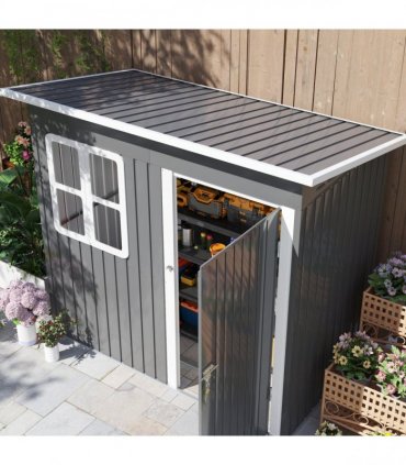 Galvanised Steel Garden Shed - Large Window & Ventilation - 2.55m² Storage