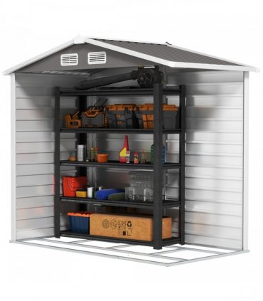 Outsunny 7 x 4ft Upgraded Metal Shed with Lock, Easy to Assemble, Light Grey
