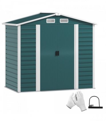 Outsunny 7 x 4ft Upgraded Metal Shed with Lock, Easy to Assemble, Green