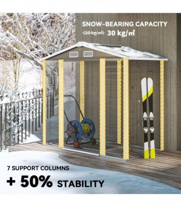 Outsunny 7 x 4ft Upgraded Metal Shed with Lock, Easy to Assemble, Dark Grey