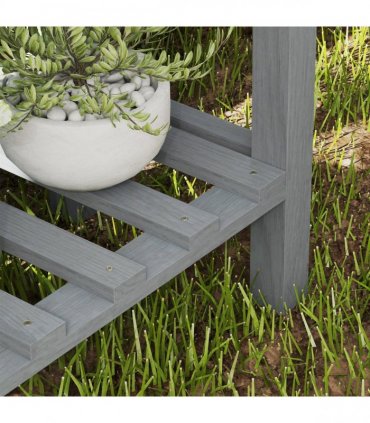 Outsunny Wooden Raised Bed w/ Bed Liner, Storage Shelf, Grey