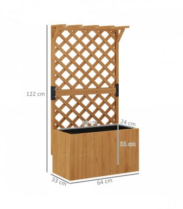 Outsunny Wooden Planter with Trellis and Drainage Holes, Natural