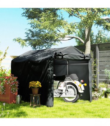 Outsunny Garden Tool Storage Shed with Roll-up Zipper Door, Dark Grey