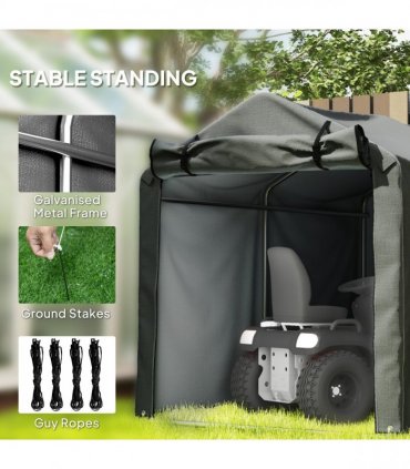 Outsunny Garden Tool Storage Shed with Roll-up Zipper Door, Dark Grey