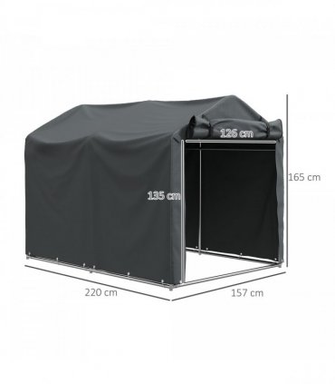 Outsunny Garden Tool Storage Shed with Roll-up Zipper Door, Dark Grey