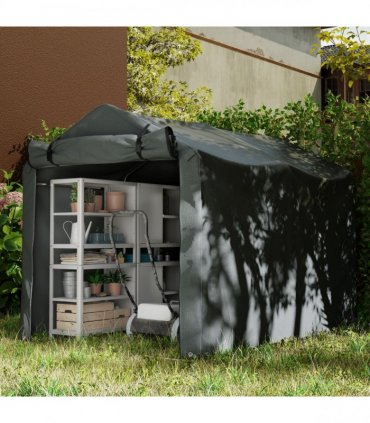 Outsunny Garden Tool Storage Shed with Roll-up Zipper Door, Dark Grey