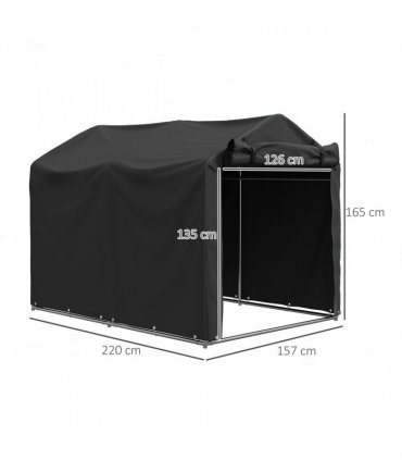 Outsunny Garden Tool Storage Shed with Roll-up Zipper Door, Black