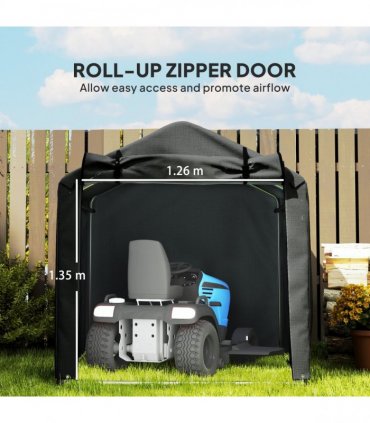 Outsunny Garden Tool Storage Shed with Roll-up Zipper Door, Black