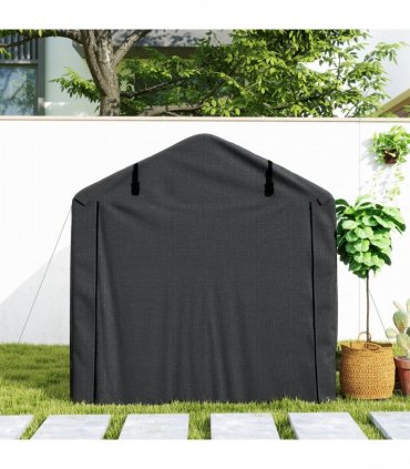 Outsunny Garden Tool Storage Shed with Roll-up Zipper Door, Black