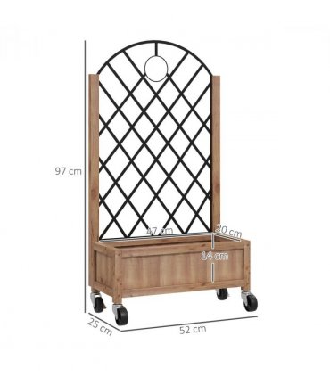 Outsunny Pack of 2 Wooden Raised Bed, Outdoor Planter Box w/ Metal Trellis