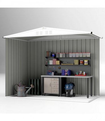 Outsunny 8 x 4 ft Garden Storage Shed, Outdoor Metal Shed, Dark Grey