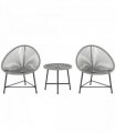 Outsunny Rattan Bistro Set, Cushioned Acapulco Chairs, Glass Table, Grey