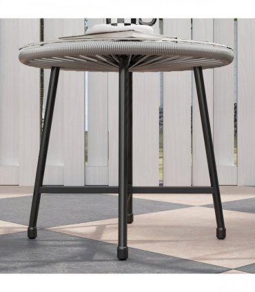 Outsunny Rattan Bistro Set, Cushioned Acapulco Chairs, Glass Table, Grey