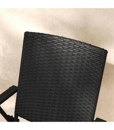 Outsunny 2pcs Rattan Chair Foldable Garden Furniture w/ Armrest Black