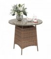 Outsunny Patio Furniture Rattan Garden Table with Umbrella Hole, Brown