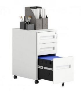 Vinsetto Lockable Mobile Filing Cabinet w/ 3 Drawers 30 x 43.5 x 60 cm White