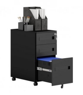 Vinsetto Lockable Mobile Filing Cabinet w/ 3 Drawers 30 x 43.5 x 60 cm Black