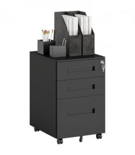 Vinsetto Lockable Mobile Filing Cabinet w/ 3 Drawers 39 x 48 x 60 cm Black