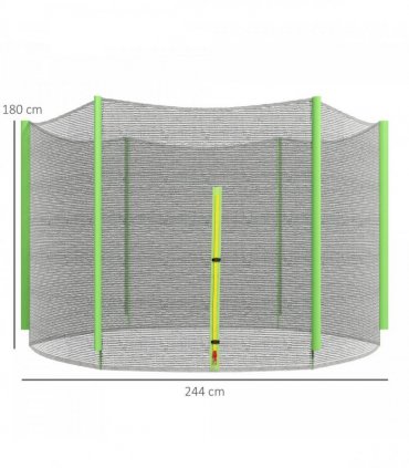 SPORTNOW 8ft Trampoline Net Replacement Safety Net with Zipped Door, Green