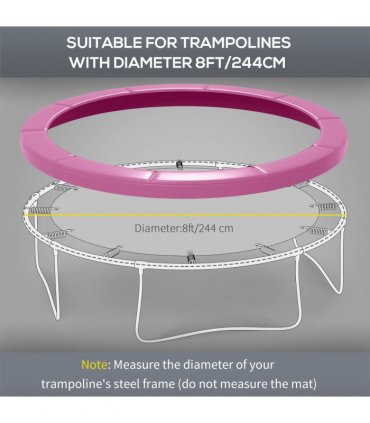 SPORTNOW 8FT Trampoline Pad Spring Cover, Waterproof, Pink